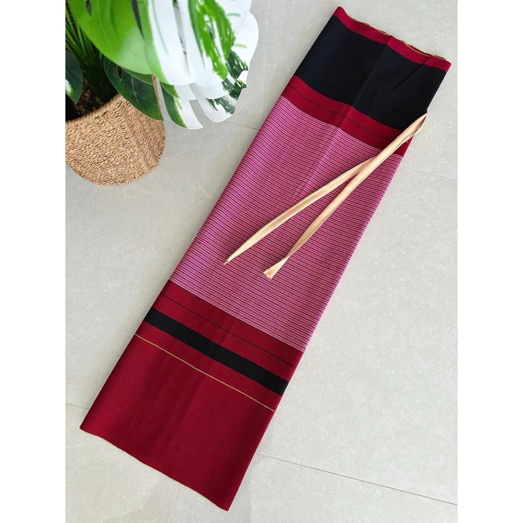 Thai Lanna Cotton Skirt – Woven Lamphun Fabric | Free Size Wrap Skirt