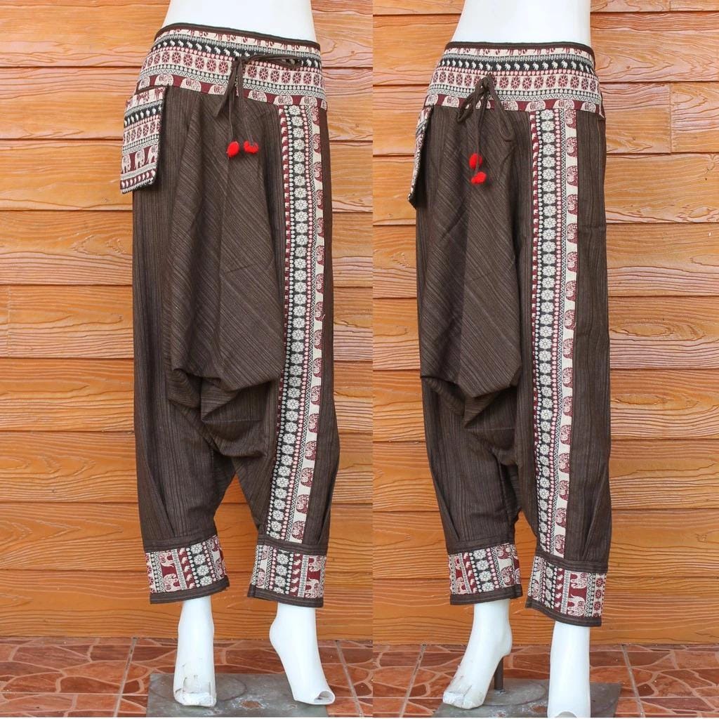Hmong Pants Cotton Harem Pants Ethnic Tribal Handmade Boho Trousers