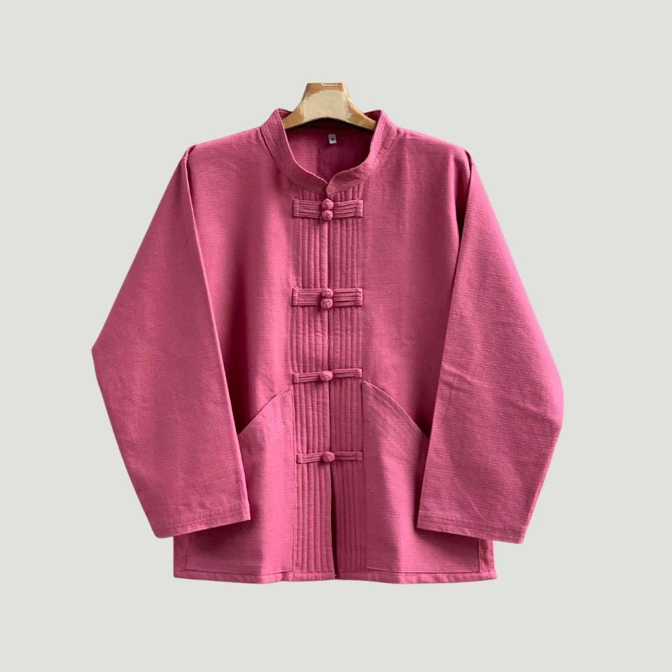 Men’s Lanna Cotton Shirt – Thai Style Mandarin Collar Shirt | Traditional Northern Thailand Fashion | Available Six Colors