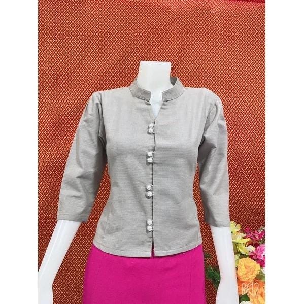 Thai Lanna Blouse - Thai Traditional Cotton Top - Thai Shirt - Cotton Shirt -Chest 36"-42"