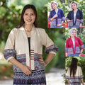 Thai Cotton Kimono Jacket – Traditional Print, Lightweight & Comfortable, Affordable, Boho Outerwear, One Size 44" Bust
