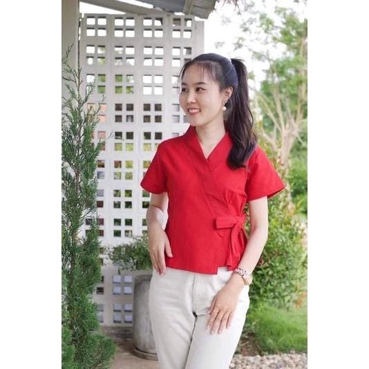 Thai Lanna Blouse - Thai Traditional Cotton Top - Thai Shirt - Cotton Shirt -Chest 36-44"”