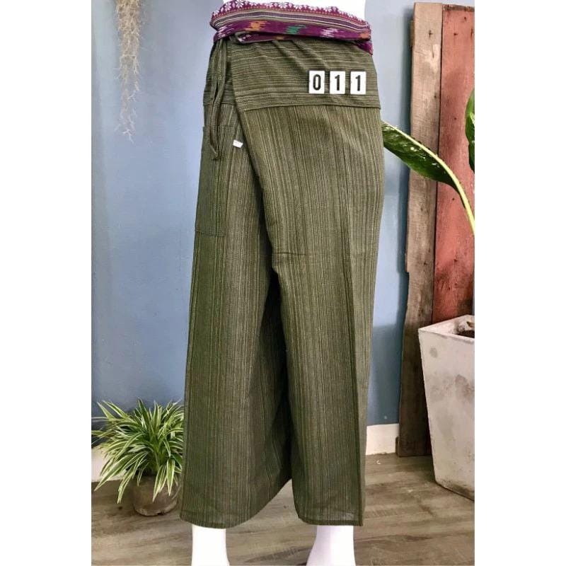 Long Thai Fisherman Pants - Traditional Thai Wrap Pants - Yoga Pants - Unisex Thai Fisherman Pants - From Northern Thailand