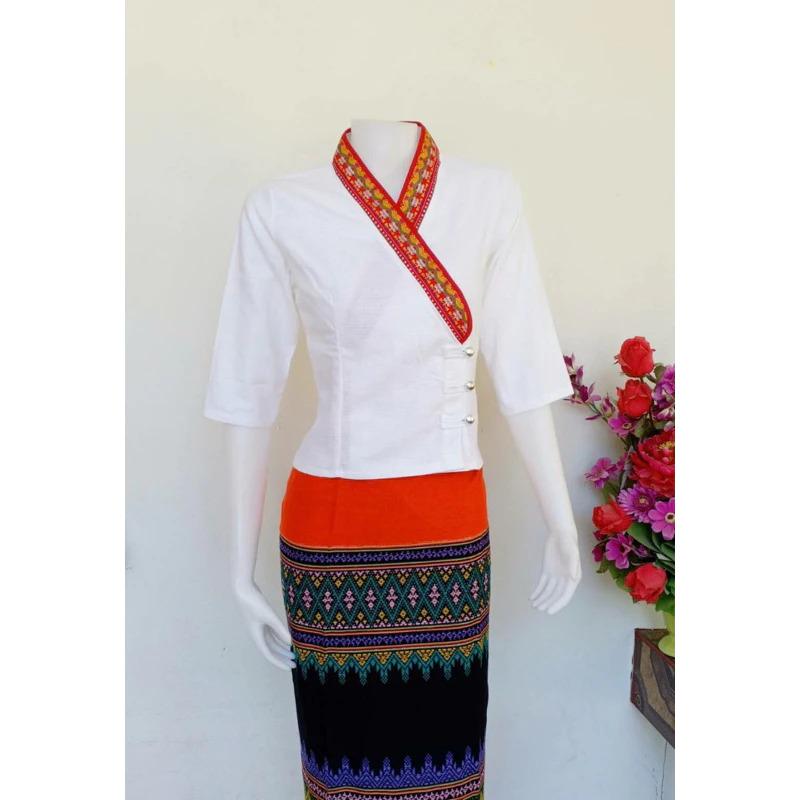 Plus Size Thai Lanna Blouse - Thai Traditional Cotton Top - Thai Shirt - Cotton Shirt -Chest 44"-50"