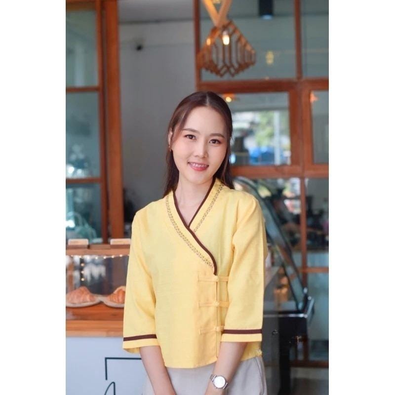 Thai Lanna Blouse - Thai Traditional Cotton Top - Thai Shirt - Cotton Shirt -Chest 36-42"”