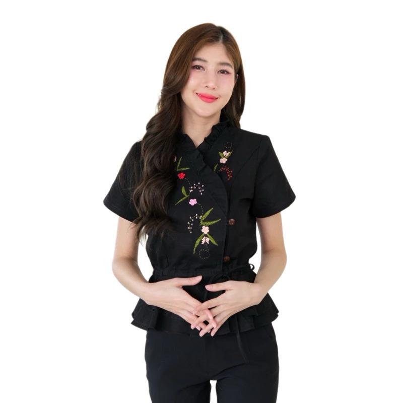 Thai Lanna Blouse - Thai Traditional Cotton Top - Thai Shirt - Cotton Shirt -Chest 34-42"