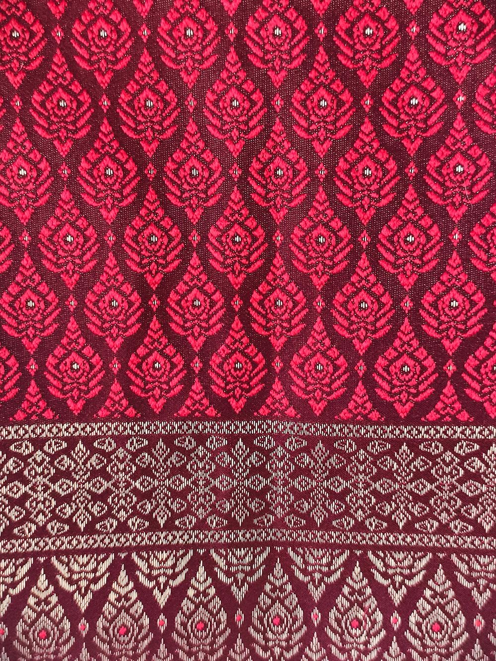 Set Thai Salong+Sabai with Fusible Interfacing - Silk Fabric - Free Size - Asian Salong - Lanna Style