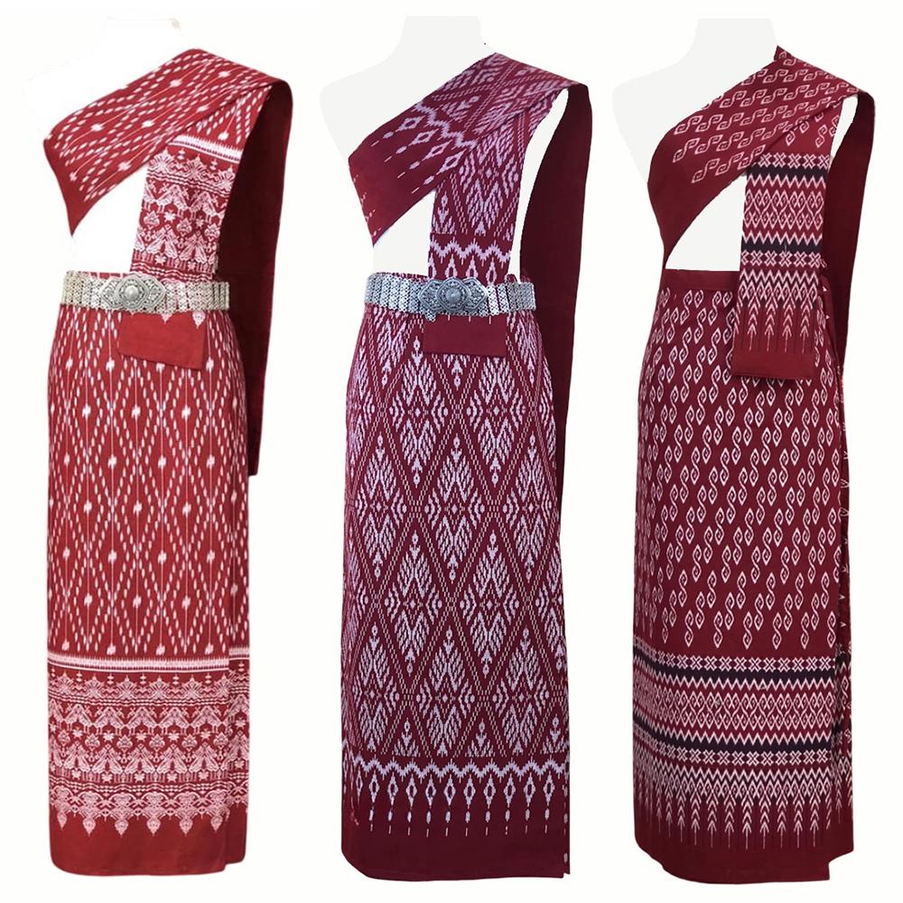Set Thai Salong+Sabai - Cotton Salong - Free Size -Asian Salong - Lanna Style