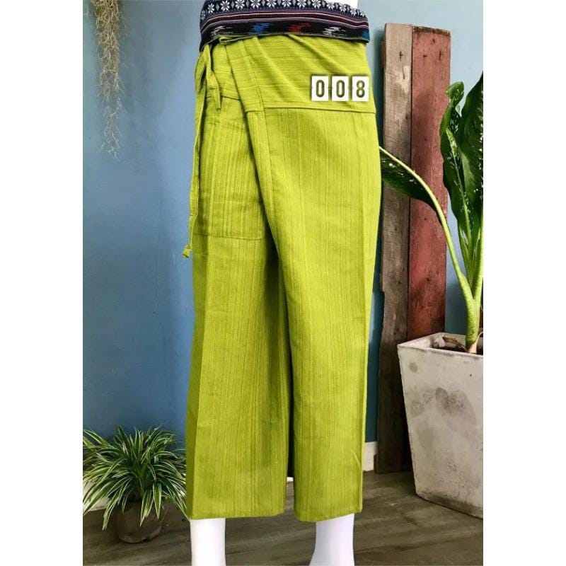 Long Thai Fisherman Pants - Traditional Thai Wrap Pants - Yoga Pants - Unisex Thai Fisherman Pants - From Northern Thailand