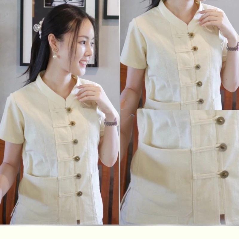 Thai Lanna Blouse - Thai Traditional Cotton Top - Thai Shirt - Cotton Shirt -Chest 36-42"”