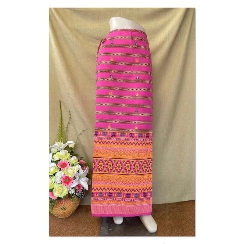 Thai Sarong Lanna Style - Thai, Laos Traditional Clothing - Cotton Sarong - Vintage Clothes