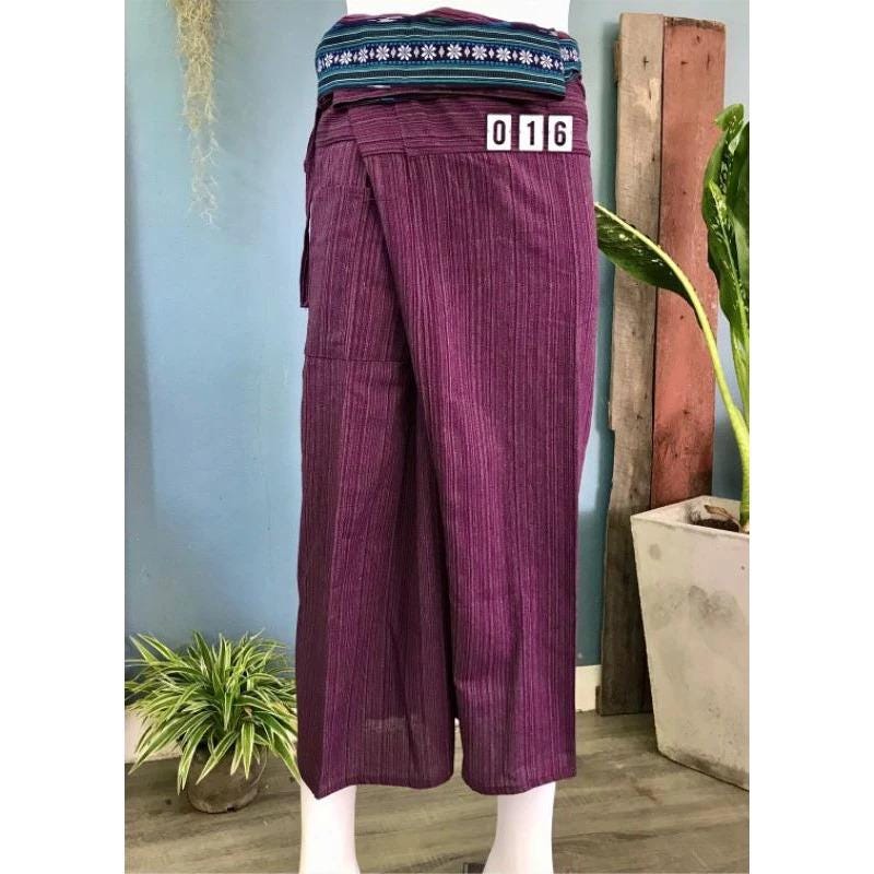 Long Thai Fisherman Pants - Traditional Thai Wrap Pants - Yoga Pants - Unisex Thai Fisherman Pants - From Northern Thailand