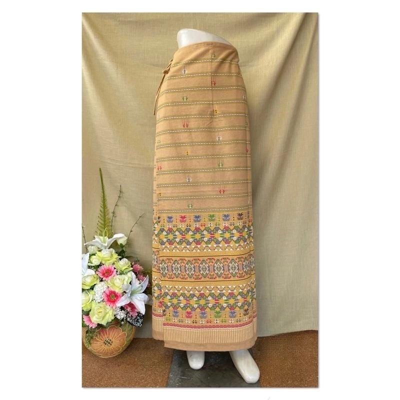 Thai Sarong Lanna Style - Thai, Laos Traditional Clothing - Cotton Sarong - Vintage Clothes