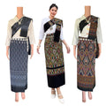 Set Thai Salong+Sabai - Cotton Salong - Free Size -Asian Salong - Lanna Style - Black Color