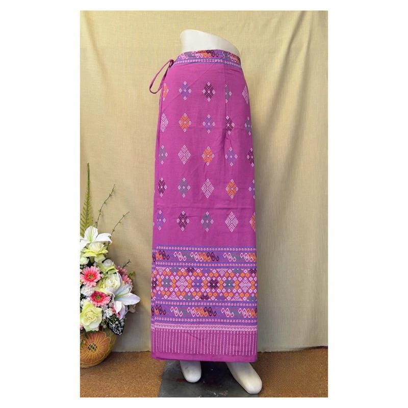 Thai Sarong Lanna Style - Thai, Laos Traditional Clothing - Cotton Sarong - Vintage Clothes