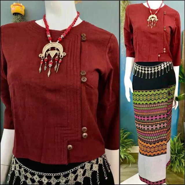 Thai Lanna Blouse - Thai Traditional Cotton Top - Available Size 36"-46"