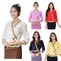 Thai Lanna Blouse - Thai Traditional Cotton Top - Thai Shirt - Cotton Shirt -Chest 34"-42"