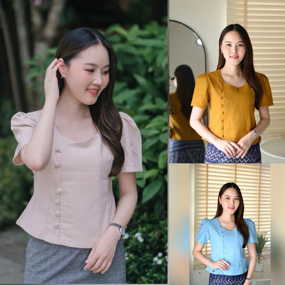 Thai Lanna Blouse - Thai Traditional Cotton Top - Thai Shirt - Cotton Shirt -Chest 34-42"”