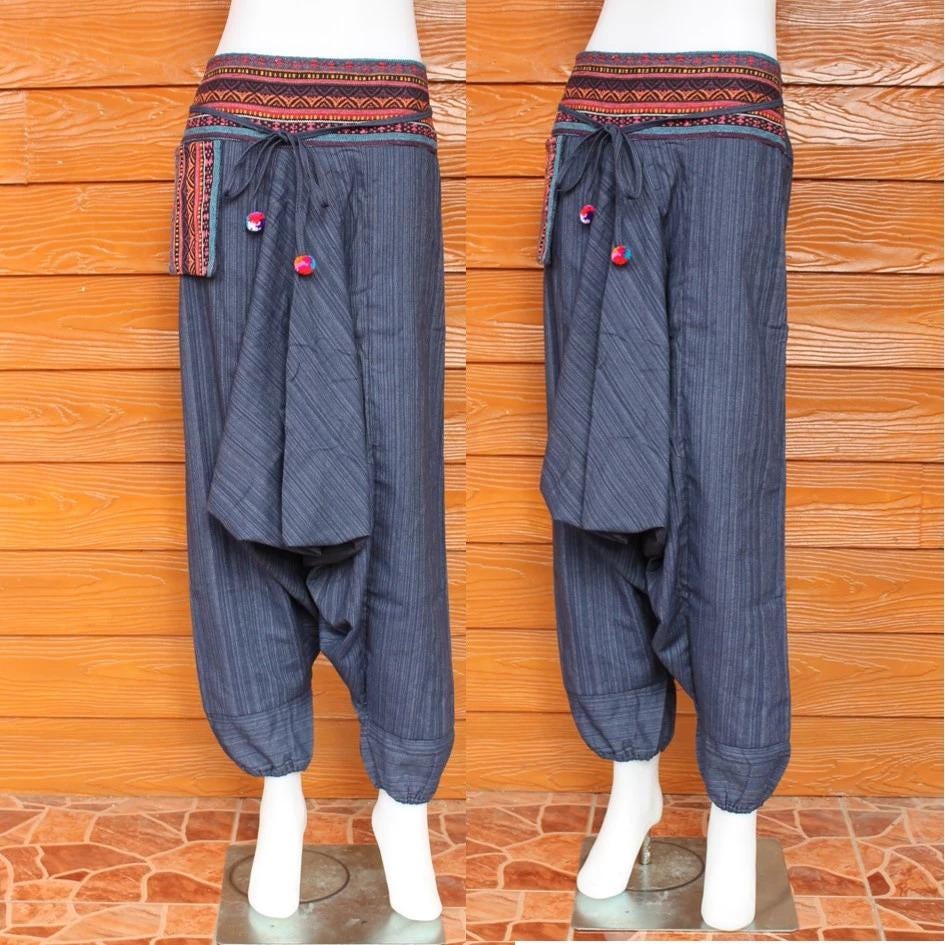 Hmong Pants Cotton Harem Pants Ethnic Tribal Handmade Boho Trousers