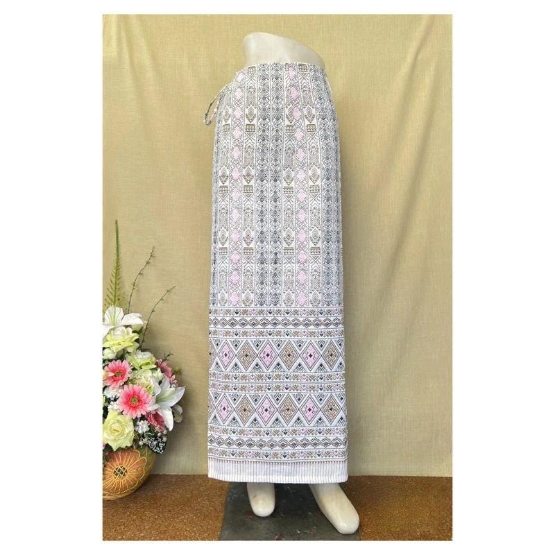 Thai Sarong Lanna Style - Thai, Laos Traditional Clothing - Cotton Sarong - Vintage Clothes