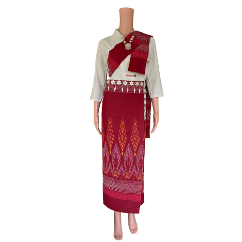 Set Thai Salong+Sabai - Cotton Salong - Free Size -Asian Salong - Lanna Style