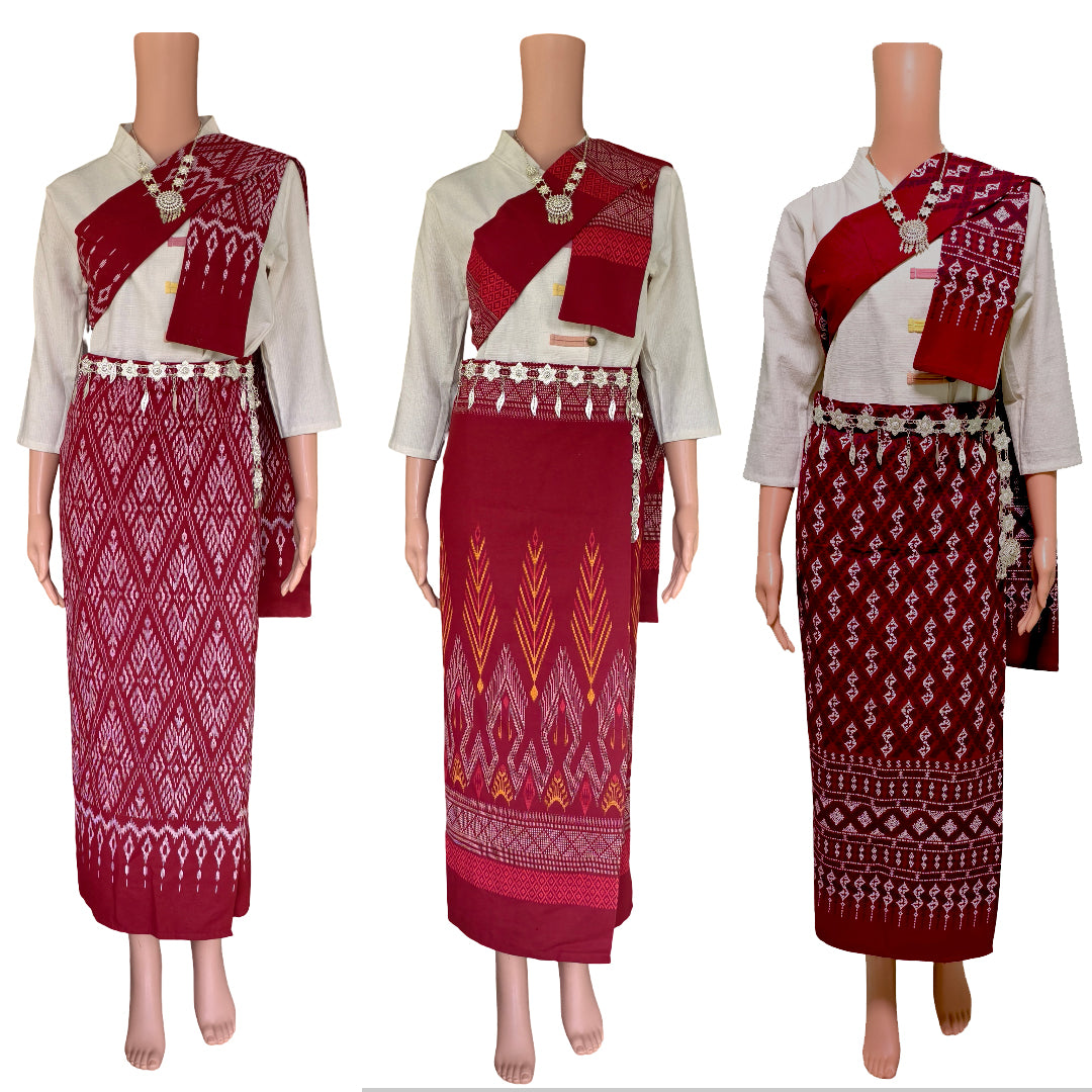 Set Thai Salong+Sabai - Cotton Salong - Free Size -Asian Salong - Lanna Style
