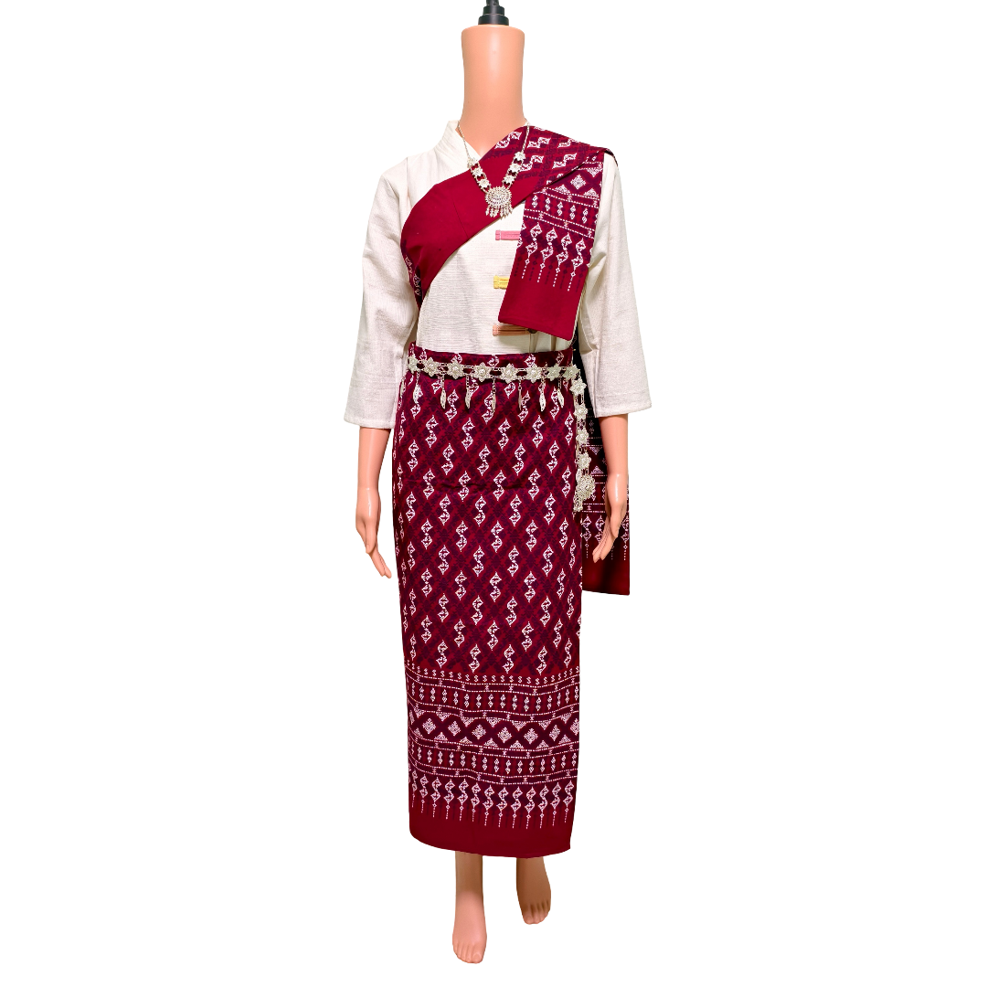 Set Thai Salong+Sabai - Cotton Salong - Free Size -Asian Salong - Lanna Style