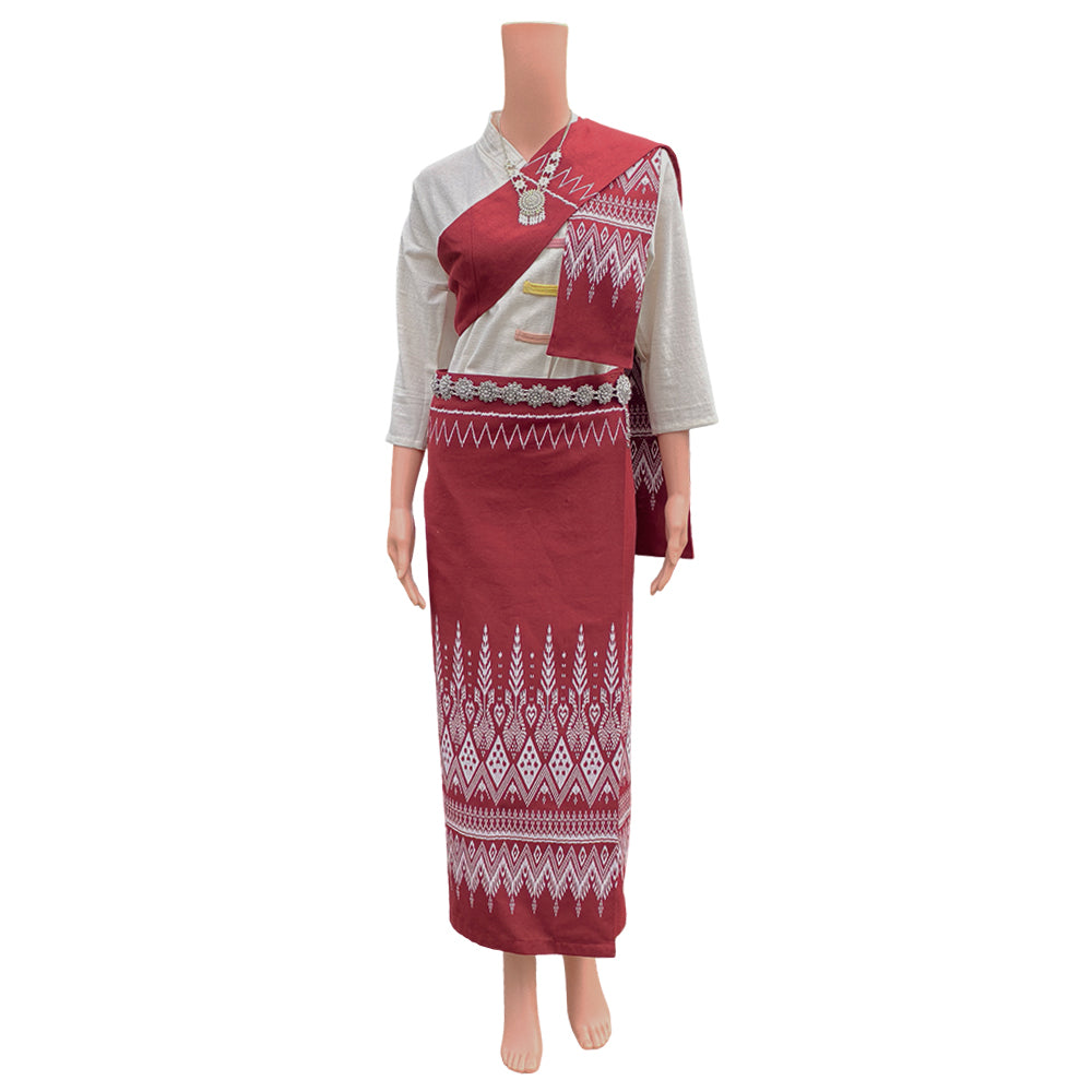 Set Thai Salong+Sabai - Cotton Salong - Free Size -Asian Salong - Lanna Style