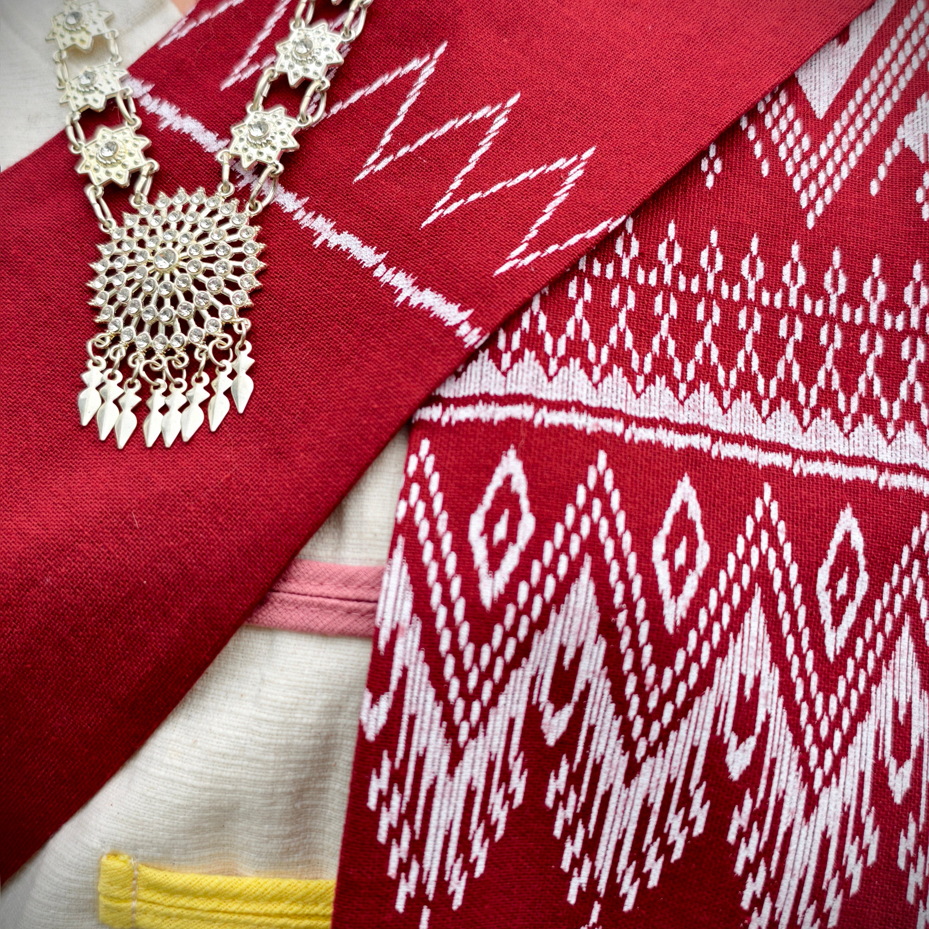 Set Thai Salong+Sabai - Cotton Salong - Free Size -Asian Salong - Lanna Style