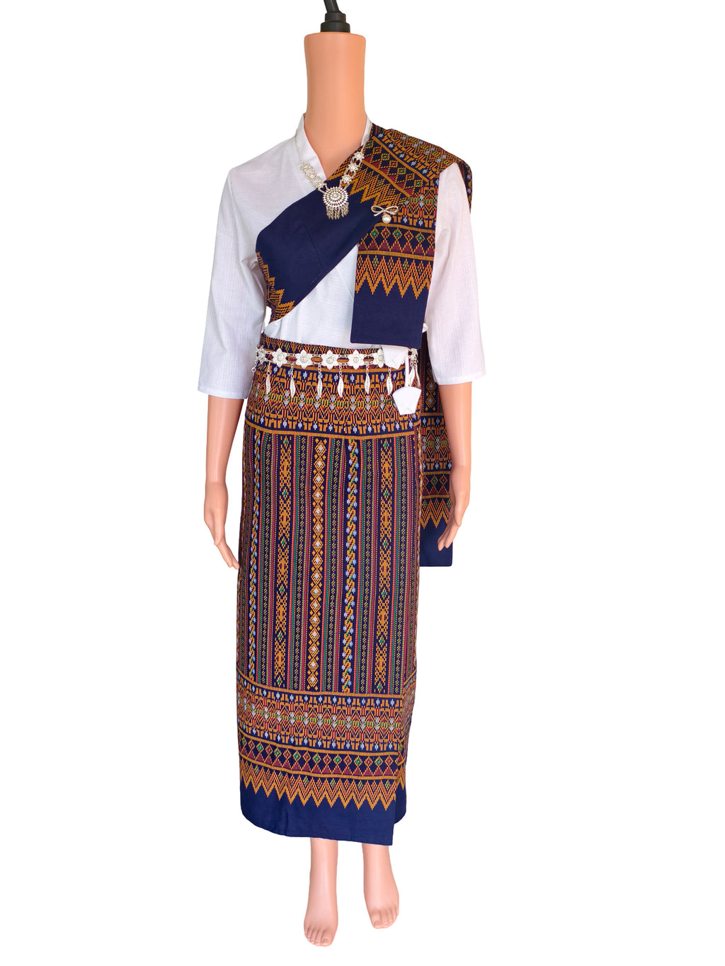 Set Thai Salong+Sabai - Cotton Salong - Free Size -Asian Salong - Lanna Style