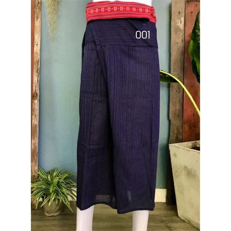 Long Thai Fisherman Pants - Traditional Thai Wrap Pants - Yoga Pants - Unisex Thai Fisherman Pants - From Northern Thailand