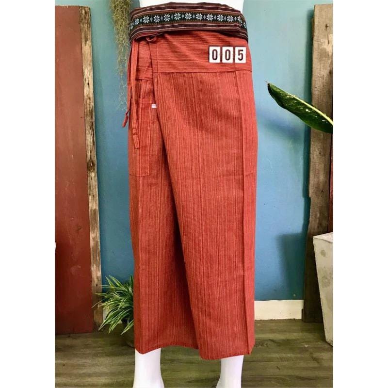 Long Thai Fisherman Pants - Traditional Thai Wrap Pants - Yoga Pants - Unisex Thai Fisherman Pants - From Northern Thailand