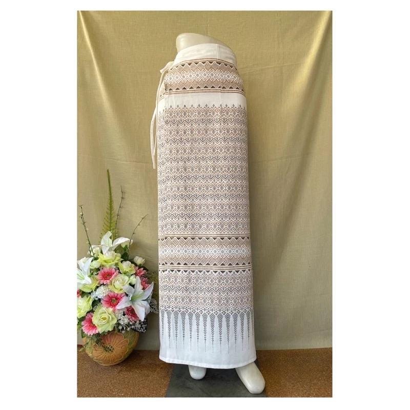 Thai Sarong Lanna Style - Thai, Laos Traditional Clothing - Cotton Sarong - Vintage Clothes