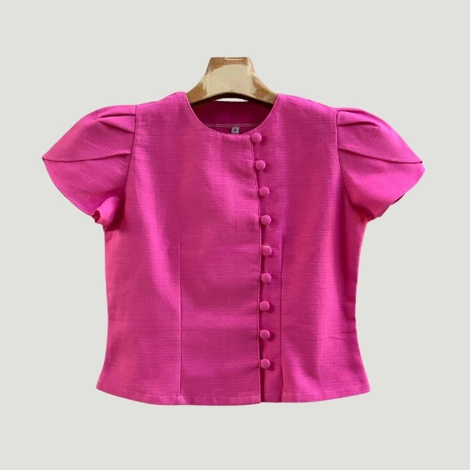 Thai Lanna Blouse - Thai Traditional Cotton Top - Thai Shirt - Cotton Shirt -Chest 34"-46" - Available Nine Colors