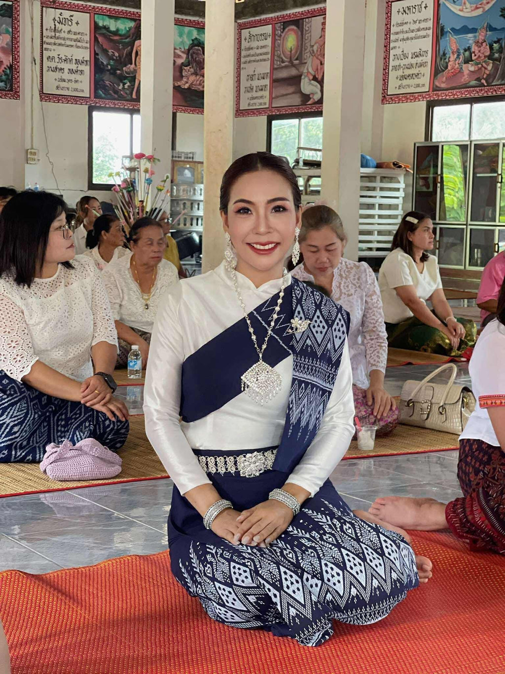 Set Thai Salong+Sabai - Cotton Salong - Free Size -Asian Salong - Lanna Style
