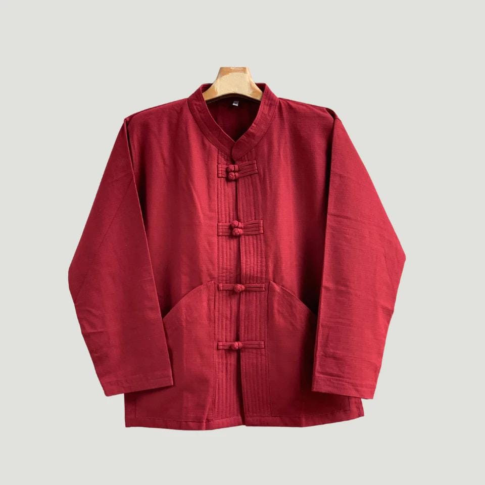 Men’s Lanna Cotton Shirt – Thai Style Mandarin Collar Shirt | Traditional Northern Thailand Fashion | Available Six Colors