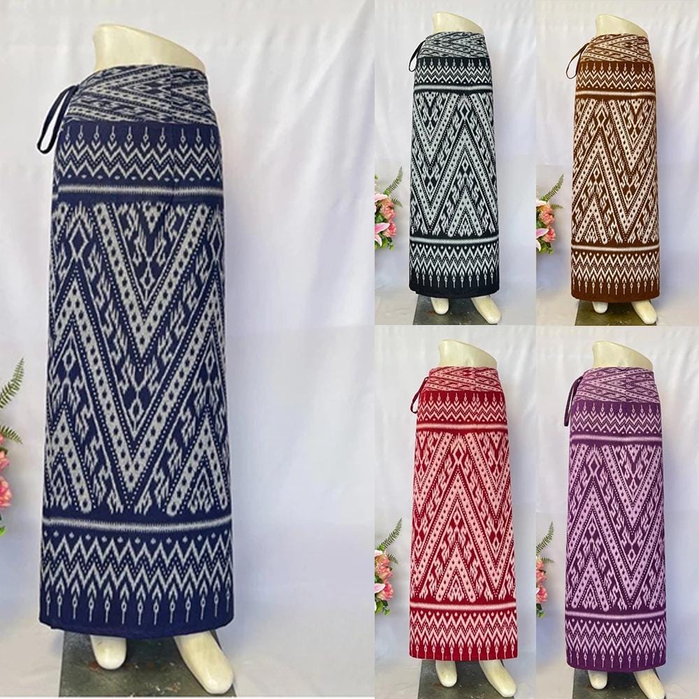 Thai Sarong Lanna Style - Thai, Laos Traditional Clothing - Cotton Sarong - Vintage Clothes