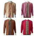 Chest 44"-48" - Men’s Lanna Cotton Shirt – Thai Style Mandarin Collar Shirt | Traditional Northern Thailand Fashion |