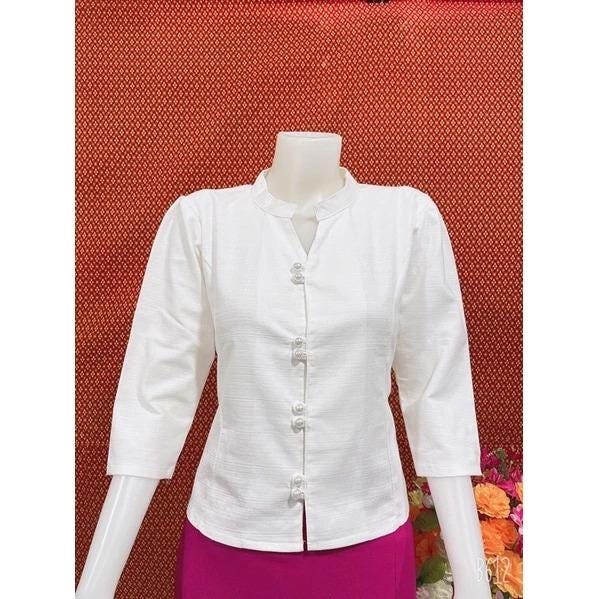 Thai Lanna Blouse - Thai Traditional Cotton Top - Thai Shirt - Cotton Shirt -Chest 36"-42"