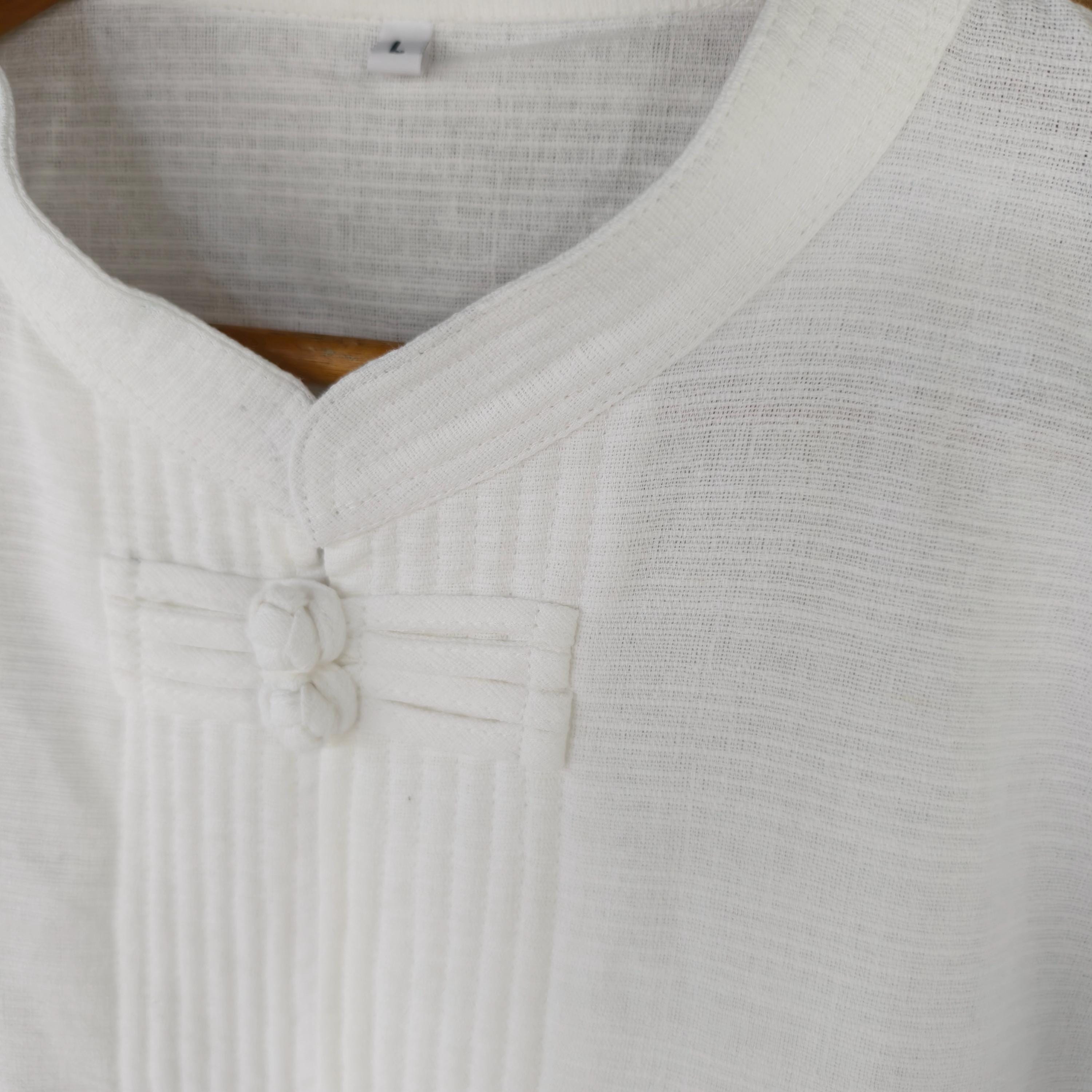 Men’s Lanna Cotton Shirt – Thai Style Mandarin Collar Shirt | Traditional Northern Thailand Fashion | Available Six Colors
