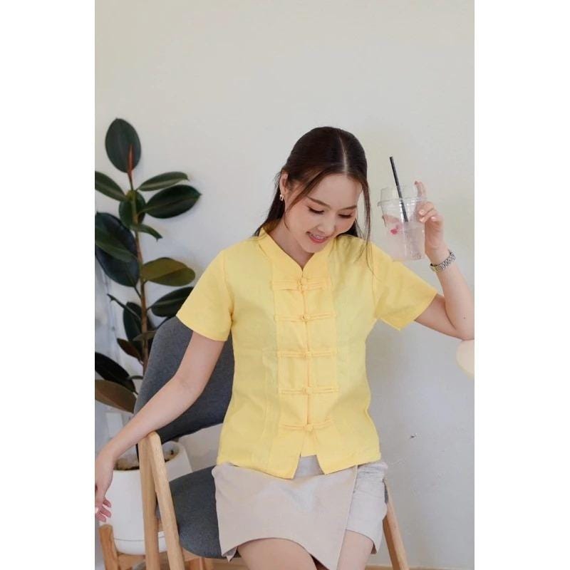 Thai Lanna Blouse - Thai Traditional Cotton Top - Thai Shirt - Cotton Shirt -Chest 34-42"”