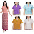 Chest 34"-42" - Thai Lanna Blouse - Thai Traditional Cotton Top - Thai Shirt - Cotton Shirt - Thai Vintage Blouse