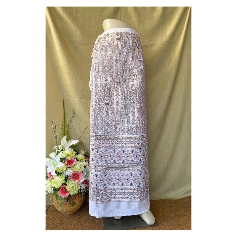 Thai Sarong Lanna Style - Thai, Laos Traditional Clothing - Cotton Sarong - Vintage Clothes