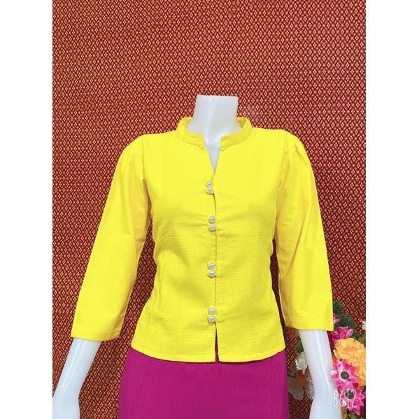 Thai Lanna Blouse - Thai Traditional Cotton Top - Thai Shirt - Cotton Shirt -Chest 36"-42"