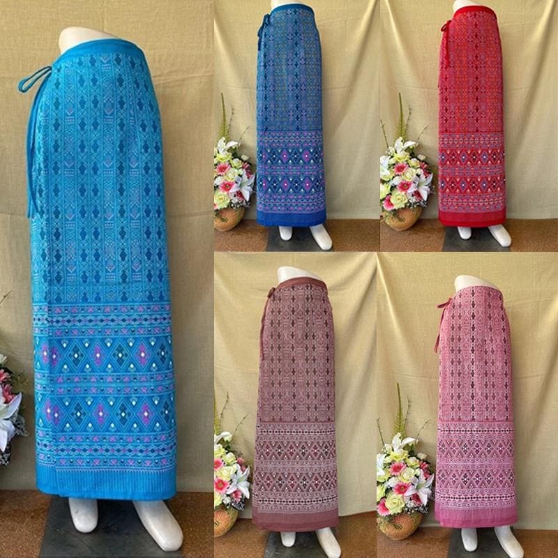 Thai Sarong Lanna Style - Thai, Laos Traditional Clothing - Cotton Sarong - Vintage Clothes