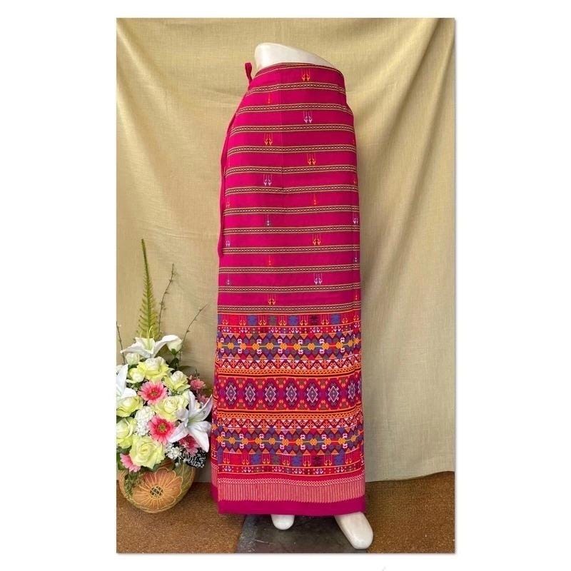 Thai Sarong Lanna Style - Thai, Laos Traditional Clothing - Cotton Sarong - Vintage Clothes