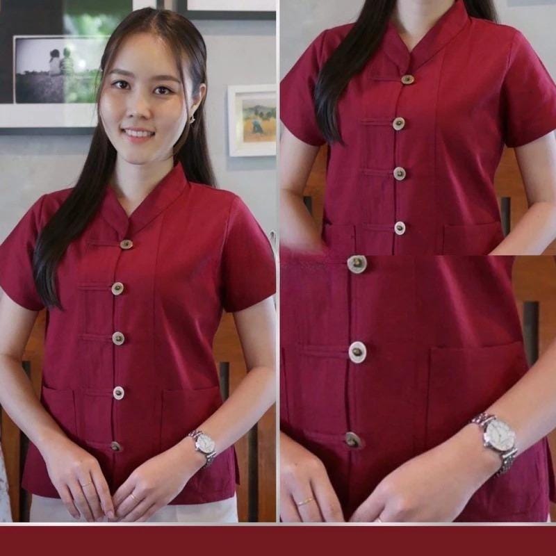 Thai Lanna Blouse - Thai Traditional Cotton Top - Thai Shirt - Cotton Shirt -Chest 36-42"”
