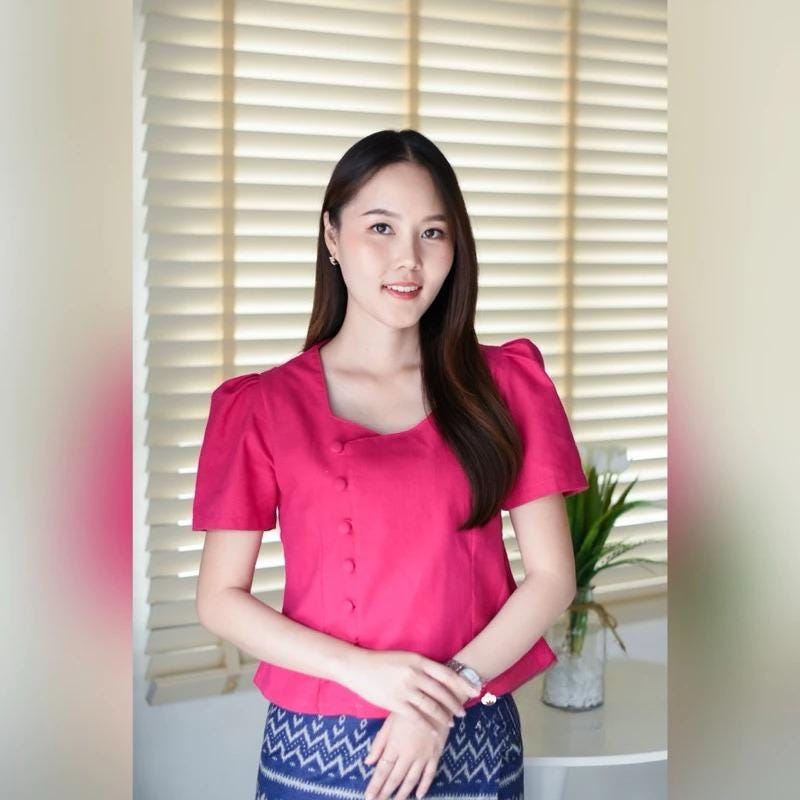 Thai Lanna Blouse - Thai Traditional Cotton Top - Thai Shirt - Cotton Shirt -Chest 34-42"”