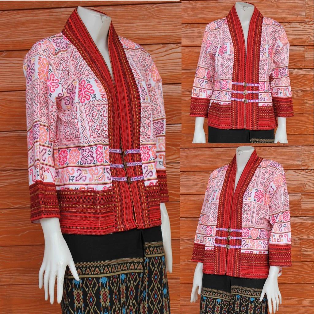 Thai Lanna Blouse - Thai Traditional Cotton Top - Crop Jacket - Cotton Shirt - Chest 44"
