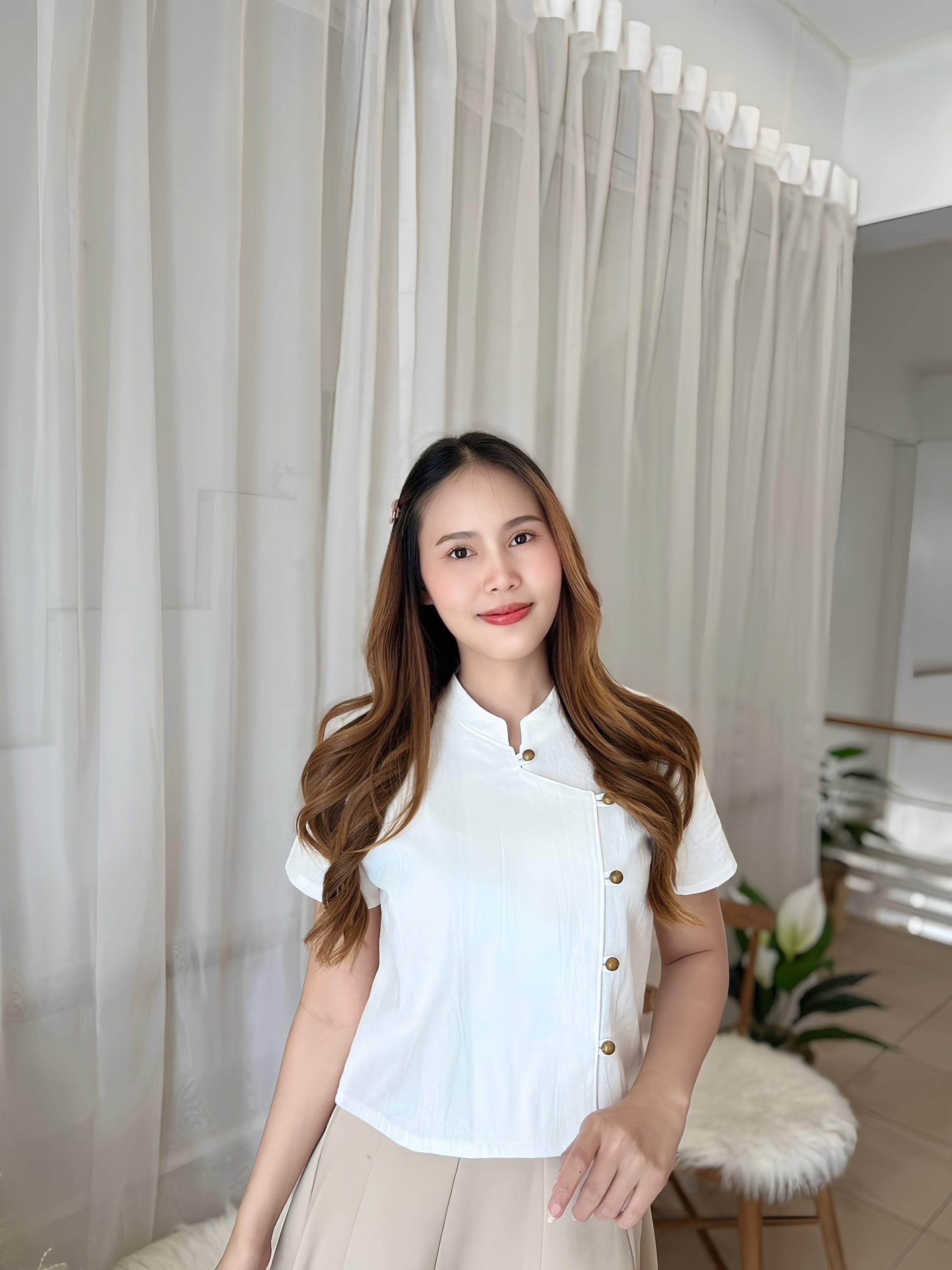 Thai Lanna Blouse - Thai Traditional Cotton Top - Thai Shirt - Cotton Shirt -Chest 36-44"”
